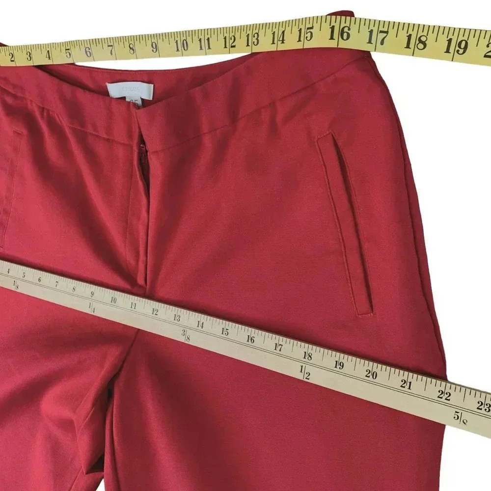 Chico's Red Cropped Chino Casual Pants Women Size L/14 Folded Cuff Straight Leg - Picture 11 of 16